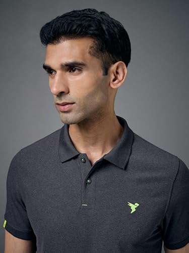 Image of TECHNOSPORT Men's Polyester Slim Fit Self-Design Short Sleeve Polo Matpiq T-Shirt with Anti Microbial, Techno Dry for Regular and Casual Use