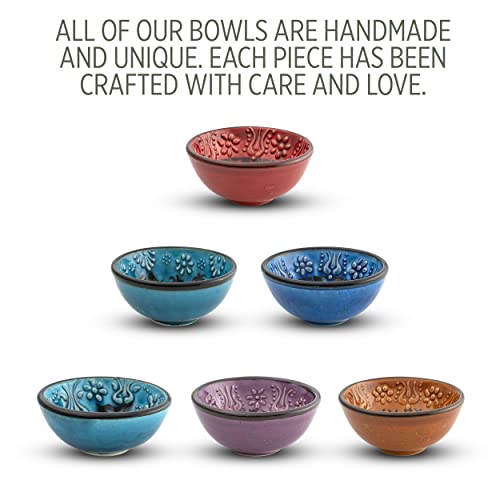 Bascuda® Small Ceramic Bowls Set Of 6 With Gift Box - Snack Bowls For Tapas, Dessert, Nuts, Olive, Soy Sauce Dish, Dip - Colourful Decorative Moroccan Spanish Mexican - Decorative Bowl - 3.14 Inches #TOP1