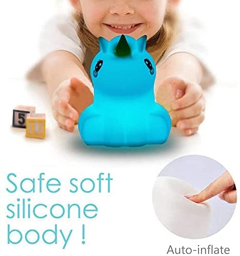 Image of Animal-shaped Big Night Light for Children /Adult, Rechargeable LED Soft Silicone (BPA Free) Bedside Lamp, Adjustable Brightness and 9 Colors by Touch Control & Remote Control (Big Unicorn)