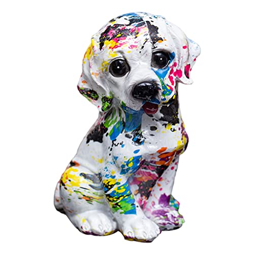 Fenteer Statue créative, Statue de Chien Multicolore de Couleur de décor d'intérieur, Figurine d'art de Chien coloré d'éclaboussures de décor-Cadeaux pour Les - Une