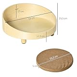 PawHut Hundesofa aus Ratten Erhöhtes Haustiersofa mit Kissen Katzensofa Hundebett Haustierbett Hundeschlafplatz für minimale Hunde waschbarer Bezug Holzbeine Natur+Hellbraun Ø59 x 23,5 cm