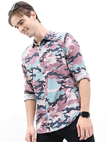 Image of Ketch Men Cotton Slim Fit Printed Full Sleeve Shirt
