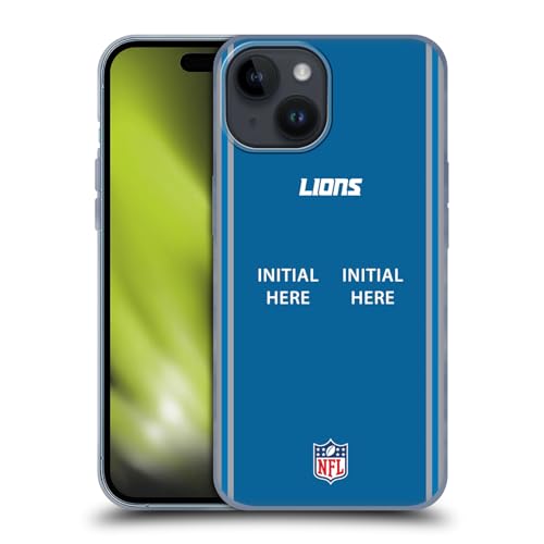 Coque Gel Detroit Lions avec Initiale Personnalisée pour iPhone 15