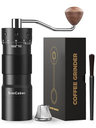 Manuelle Kaffeemühle mit 16μm externer Mahlgradeinstellung, Präzisionsmühle für Espresso & Pour Over, CNC Edelstahl-Kegelmahlwerk, Aluminiumgehäuse, Bohrmaschinen-kompatibel, schwarz