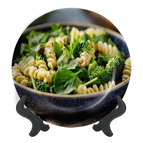 Decorative Plates for Display Healthy Vegan pasta bowl Gift Plates Ceramic Collections Plates Hanging Artwork for Living Dining Room Kitchen Souvenir