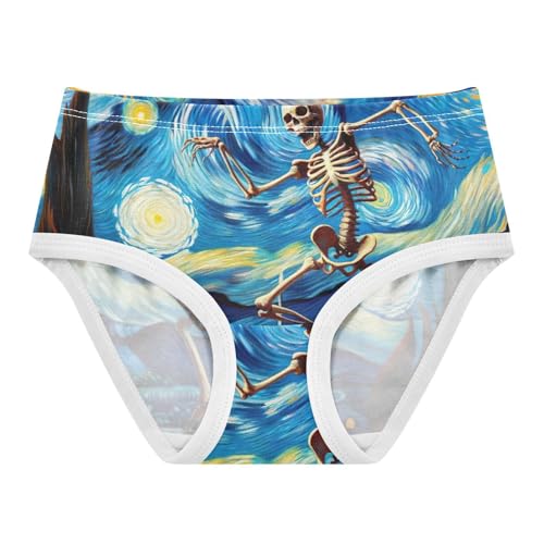 Girls Underwear Toddler 2t Cotton Panties for Girl Funny Briefs Underpants Funny Skeleton Dance Starry Night