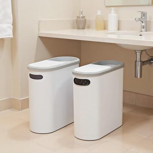 Poubelle étroite 10L compacte avec couvercle à bouton poussoir