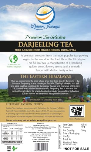 Golden Tips Classic Darjeeling Black Tea, Premium Loose-Leaf Tea, Rich Aroma & Delicate Flavor, (200 Gram, 100 cups)