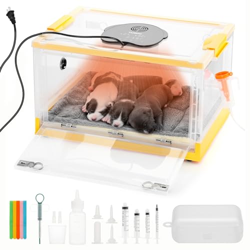 TURBRO 55L Pet Incubator, Precision Temperature Control for Puppy & Kitten Care, with Adjustable Fan Speed, Multifunctional LED Panel, Respiratory Support Nebulizer, Humidity Monitoring