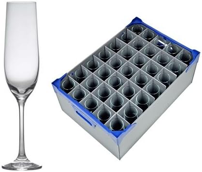 Premium Gusto Champagne Glasses x 35 and Glassware Storage Box (Glassjack) x1 | Catering Quality Glassware by Genware