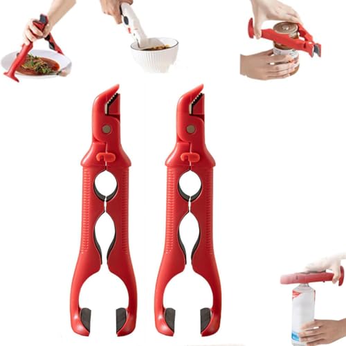 Confezione da 2 pinze 3 in 1 per piastra calda, in silicone, isolamento termico, anti-scottatura, multi-angolo, anti-scottatura, con serratura, utensile da cucina per ciotole, padelle, piatti