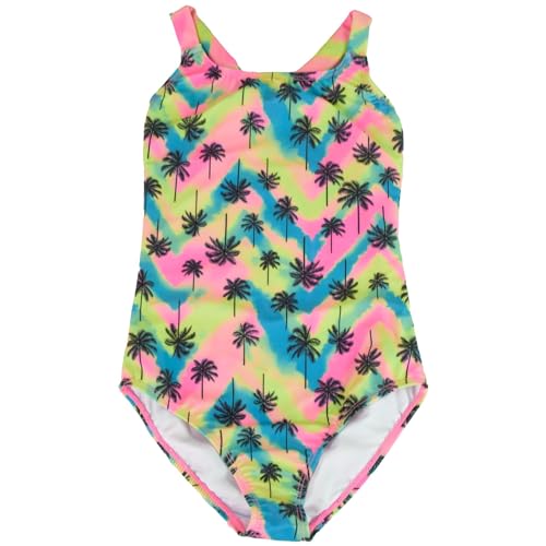 Traje de baño de una pieza A2Z 4 Kids para niñas, diseño Neon Palm 878, talla 9-10 años