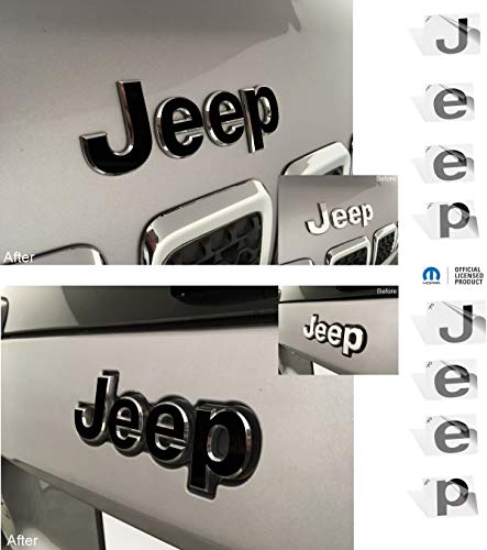 Reflective Concepts - 2014-2018 Jeep Cherokee - Jeep Front And Rear Emblem Overlay Decal Stickers - (Color: Gloss Black) #TOP2