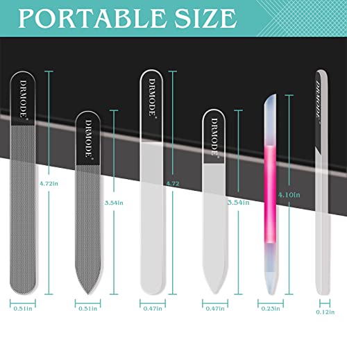 Glass Nail File Buffer With Case - 5Pcs Glass Buffer Nano Nail Shiner Kit Glass Cuticle Pusher Nail Care, Gifts For Men Women Safety Nail Files For Natural Acrylic Nails Fingernail Files Manicure Tool #TOP7