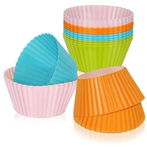 30 Pirottini In Silicone Per Cupcake E Muffin – 8x5x3 Cm, Riutilizzabili, Antiaderenti, Colori Assortiti, Resistenti Da -40° A +230°C