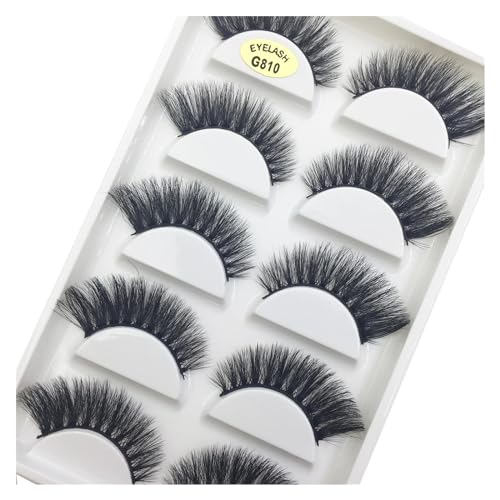 UAMOU 10/50 pudełek 5 par 3D Mink sztuczne rzęsy miękkie rzęsy makijaż rzęs Faux Cils Cilios Maquiagem Cheerfully (Color : 5Pairs G810, Size : 50 Boxes 50 Pairs)