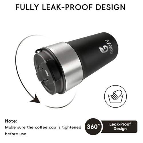 Image of Insulated Travel Coffee Mug, 17oz Stainless Steel Leakproof Flip Straw Cup
