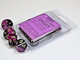Chessex Dice Sets: Gemini Black & Purple with Gold - Ten Sided Die d10 Set (10)