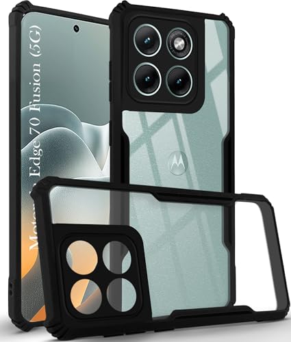 Image of Jkobi Hybrid Back Cover Case for Motorola Moto Edge 70 Fusion (Shockproof with Polycarbonate Clear Panel | Professional Black)