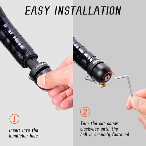 ACRUNU Bike Handlebar Bell - 80dB Loud Aluminum Alloy End Plug Bell for Road & Mountain Bicycles | 18-25mm Compatible | Waterproof & Lightweight 65g (Black)