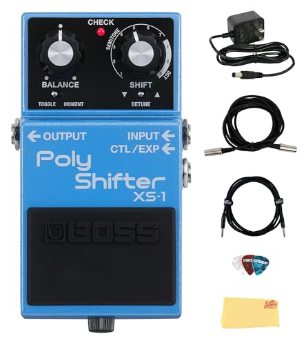 Boss XS-1 Poly Shifter Pedal Bundle with Gearlux Power Supply, Instrument and MIDI Cables, Picks...