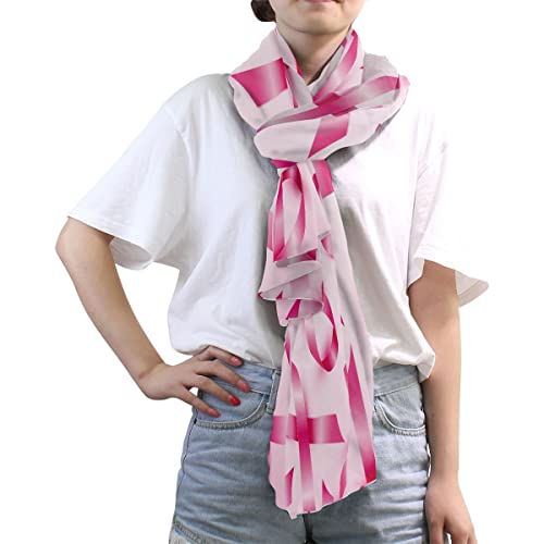KLL Silk Scarf for Women Fashion Polyester Lightweight Soft Wrap Shawl Scarves Holiday Gifts Breast Cancer Pink Ribbons Awareness3