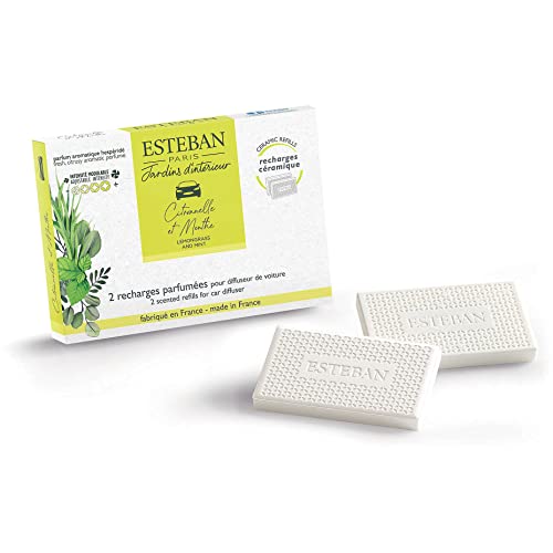 Esteban Confezione 2 Ricariche Profumatore Per Auto Citronelle Et Menthe Citronella E Mente