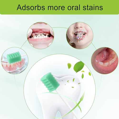 ARGOMAX Mundschwämme Tupfer, 50 PCS Mundpflege Schwamm Tupfer, Reinigung Mund Tupfer, Mundhygieneschwamm, Mundpflegetupfer Wattestäbchen, Mundpflegestäbchen Schaumstoff für Mundhygiene, Cyan.