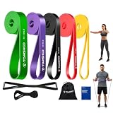 TOMSHOO Bande Élastique Musculation 5 Bandes de Résistance + 1 ancrage de Porte + 1 poignée, Latex Naturel Elastique de Sport Musculation pour Pilates Yoga Danseurs Fitness avec Sac de Rangement - 2