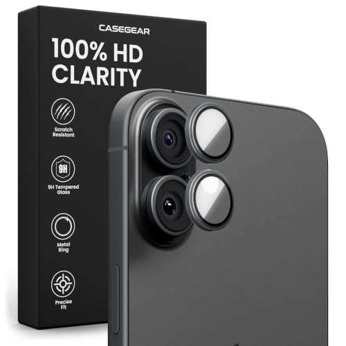 Image of CASEGEAR Clear Pro Camera Lens Protector Compatible With iPhone 17 | HD Clarity | Scratch Resistant | Complete Coverage | Easy Installation | Black