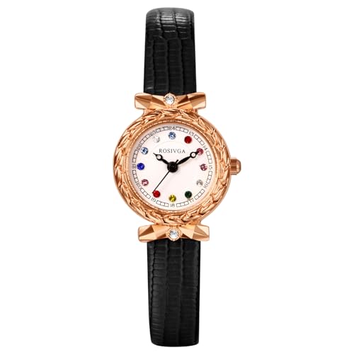 Montre pour femme Oidea : montre à quartz analogique élégante à strass et bracelet en cuir