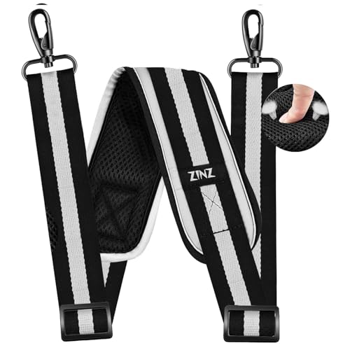 Image of ZINZ 79 inch Shoulder Strap, Extra-thick Fixed Cushion Pad and Dual Clasps Universal Replacement Strap with Metal Swivel Hooks for Laptop Bags, Luggage Bags, Camera, Crossbody(Stripes-BkWBk)