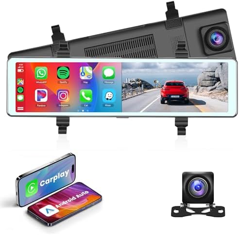Wolf Box Mirror Dash Cam 4K Mirror Dash Cam Backup Camera, 2160P