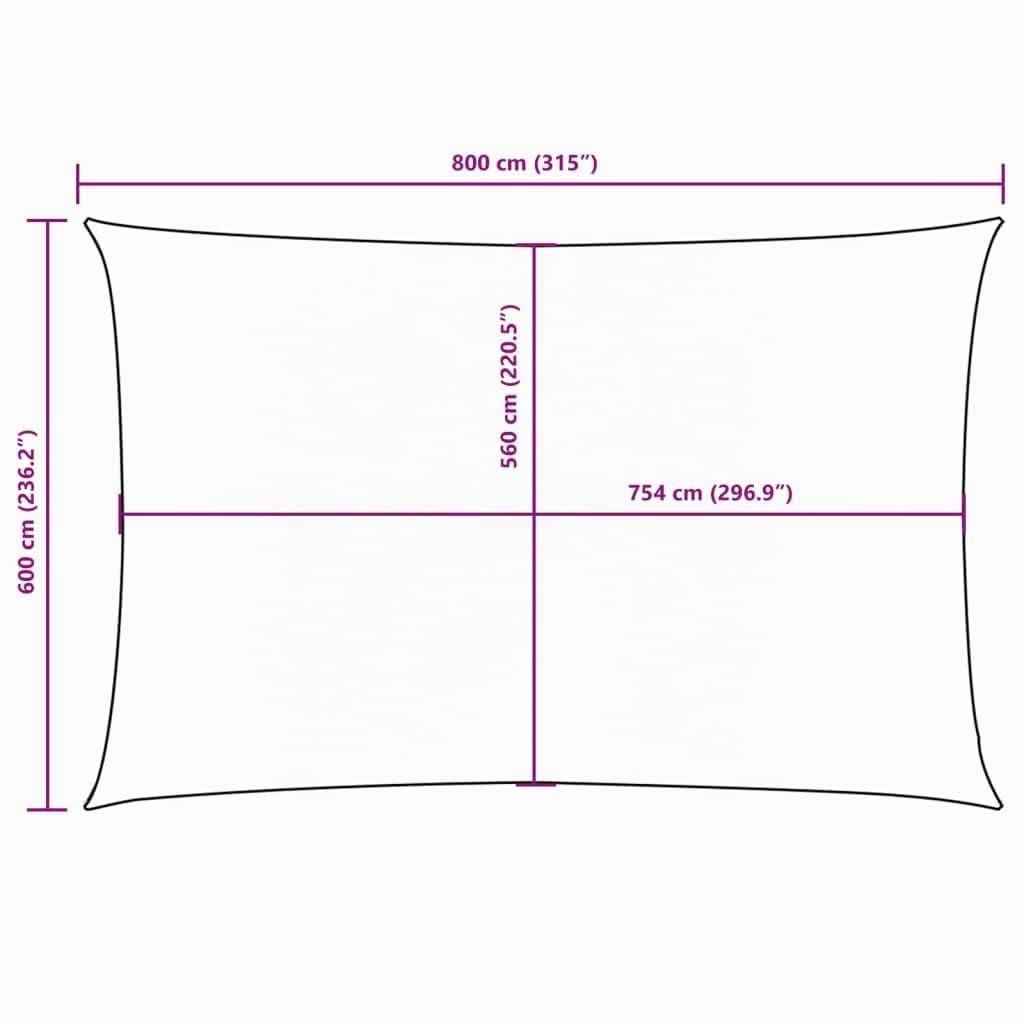 vidaXL Toldo de Vela Parasol Lona Protector Solar Sombra Patio Jardín Terraza Balcón Parque Exterior Rectangular de Tela Oxford Blanco 6x8 m