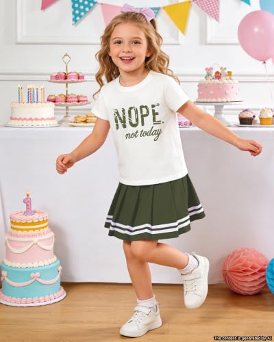 Image of Betusline Girls Skirt Set, Printed T-Shirt & Pleated Skirt, 4-14Y