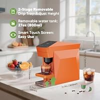 BENFUCHEN 4 in 1 Disposable Coffee Machine, Espresso Machine 19 Bar für K-Cup Kapseln/Ne-spresso OriginalLine/Do-lce Gusto/Gemahlenen Kaffee, 800ml Kapazität, Vibrant Orange – Ansicht 2
