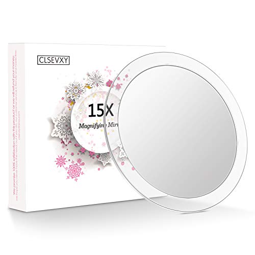 15X Magnifying Mirror with 3 Suction Cups for Easy Mounting– Use for Makeup