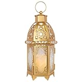 NEEDOMO 12.8'' Moroccan Lanterns Decorative Indoor & Outdoor, Vintage Christmas Candle Holder, Metal Lanterns Decorative, Table, Patio, Porch, Shelf, Christmas Spring Ramadan Eid Home Decor (Golden)