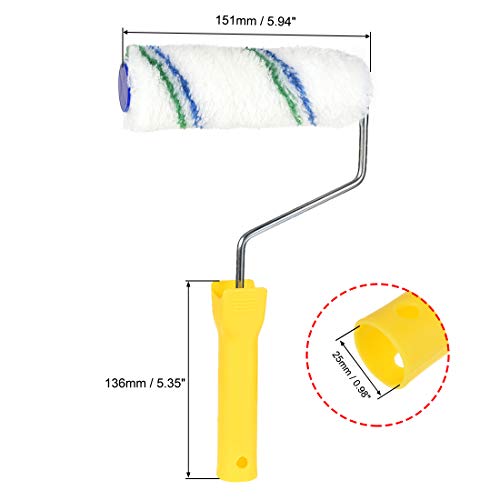 sourcing map Paint Roller Brush 6 Inch 151mm for Household Wall Painting Treatment with Plastic Handle - Image 2
