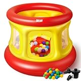 All-in-1 Inflatable Bounce House with 55 Balls for Toddlers 1-3, Playpen, Ball Pit and Trampoline, Thickened Matte PVC, Safety Net, 3-Min Setup with Air Pump for Kids Indoor and Outdoor Play(51'')