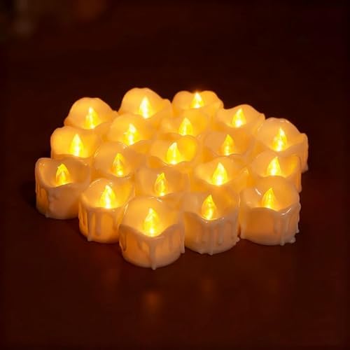 SUNOYA 24 velas de té LED sin llama, velas LED, velas de té eléctricas, velas eléctricas, velas LED, para Navidad, Halloween, boda, fiesta, decoración del hogar, color blanco cálido