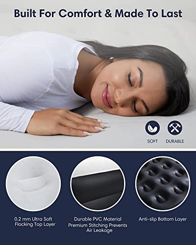 OlarHike Inflatable Queen Air Mattress with Built in Pump,18" Elevated Durable Mattresses for Camping,Home&Guests,Fast&Easy Inflation/Deflation Airbed,Black Double Blow up Bed,Travel Cushion,Indoor - Thumbnail 4