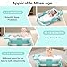 Collapsible Baby Bathtub for Newborn with Thermometer & 1 Soft Floating Cushion & Drain Hole, Foldable & Portable Travel Baby Bath Tub for Newborns to Toddlers 0-36 Months Boys, Cyan