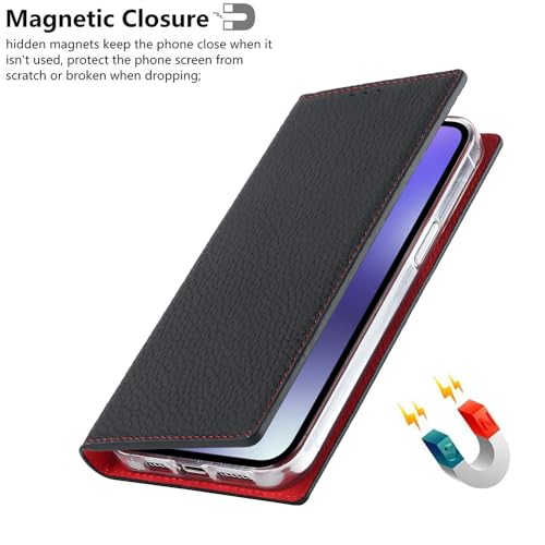 Étui portefeuille iPhone 15 Plus iCoverCase avec support et rabat noir