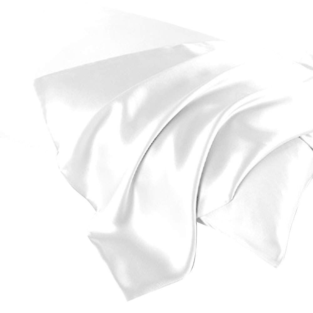 THXSILK 100% Silk Pillowcase for Hair and Skin, Soft Smooth Cooling Pillow Cover with Hidden Zipper, Both Sides Pure Silk, Gift for Women Men 1 pc(Queen, White)