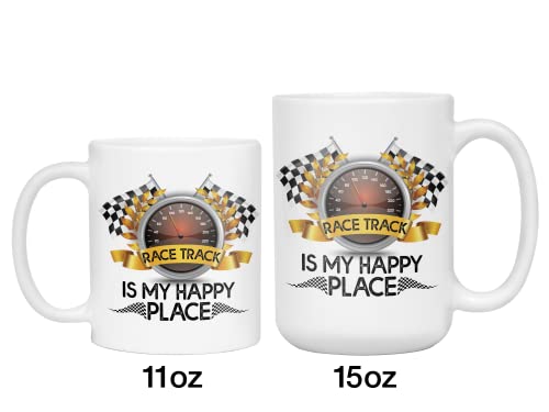 Racer Gift For Men - Funny Racing Mug - Gag Coffee Cup Race Enthusiast - Best Drag Or Sprint Car Racing Themed Gifts - Racer Women Gifts (11Oz, Black Handle/Rim) #TOP3