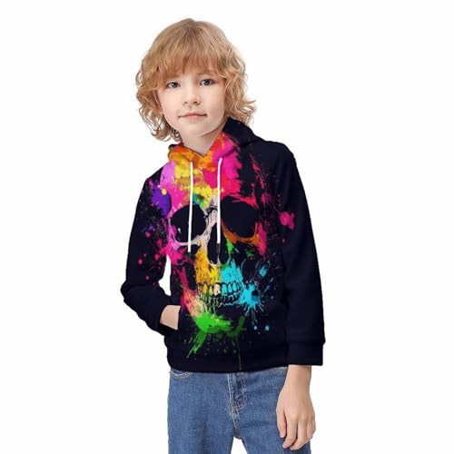 Pull à capuche crâne 3D vêtement hiver enfant pour le collège