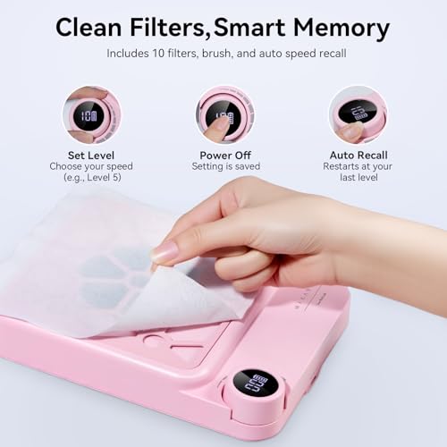 Image of Makartt Compact Rechargeable Nail Dust Collector - 5500RPM Dust Collector Nail Tech ERYNOS Adjustable Speed,Quiet for Polishing Cuticle Manicure Salon&Home Use With 10pcs Filters&Dust Brush White