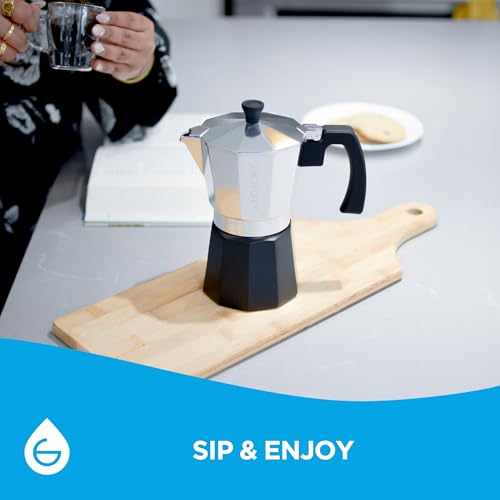 Image of GROSCHE Milano Stovetop Espresso Maker Moka Pot Cuban Coffee Maker Stovetop Coffee Maker Moka Italian Espresso Greca Coffee Maker Brewer Percolator | 9 Espresso Cup, Tuxedo