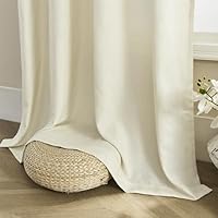 Tende oscuranti beige grigie, 254 x 243 cm, effetto lino, design 4 in 1, con tasca per asta, ganci piatti e linguetta posteriore, perfette per la privacy e lo stile della camera